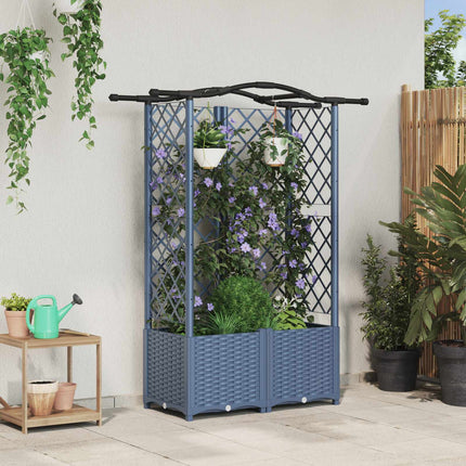 Verhoogd Bed Met Trellis En Dak 124 X 40 X 123 Cm Pp Grijs
