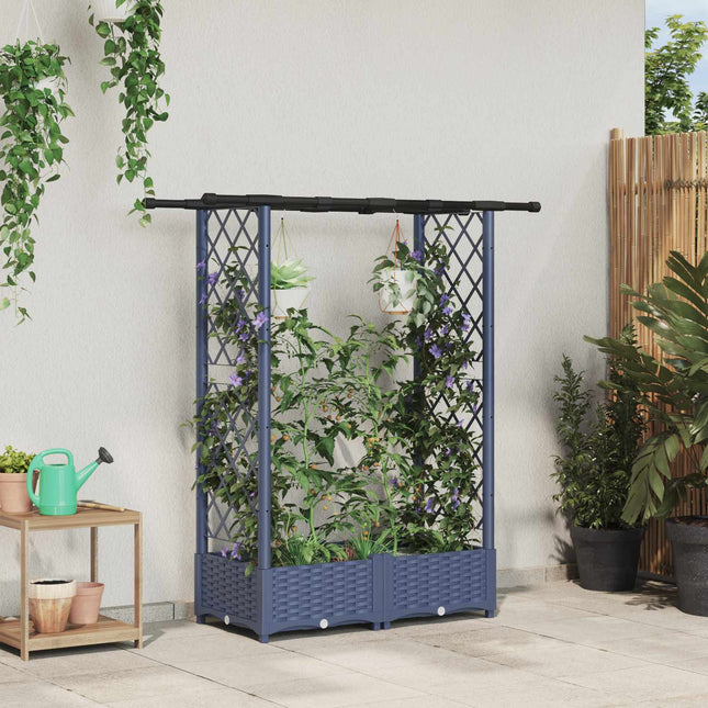 Verhoogd Bed Met Trellis En Dak 124 X 40 X 123 Cm Pp Grijs