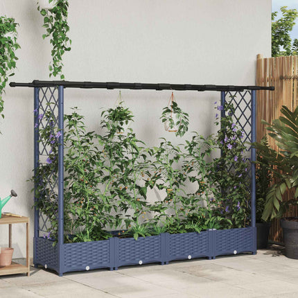 Verhoogd Bed Met Trellis En Dak 124 X 40 X 123 Cm Pp Grijs