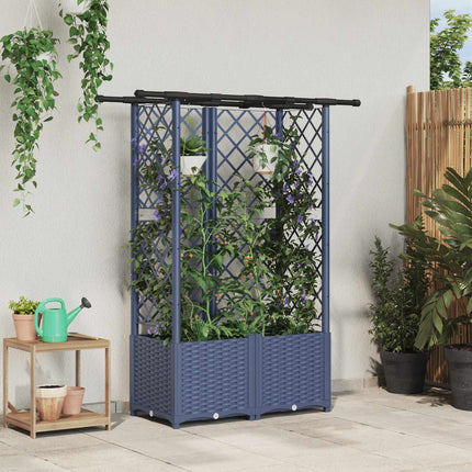 Verhoogd Bed Met Trellis En Dak 124 X 40 X 123 Cm Pp Grijs
