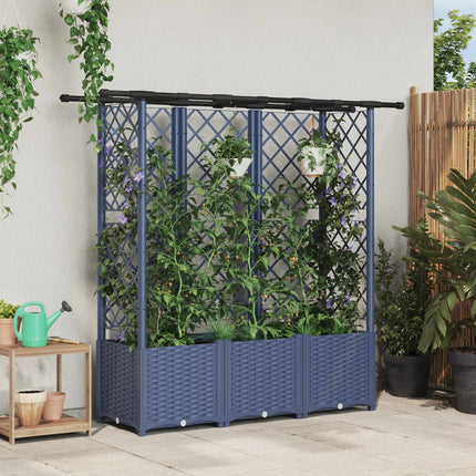 Verhoogd Bed Met Trellis En Dak 124 X 40 X 123 Cm Pp Grijs