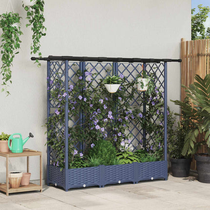 Verhoogd Bed Met Trellis En Dak 124 X 40 X 123 Cm Pp Grijs
