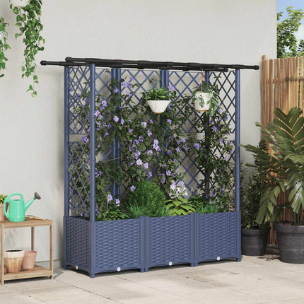 Verhoogd Bed Met Trellis En Dak 124 X 40 X 123 Cm Pp Grijs