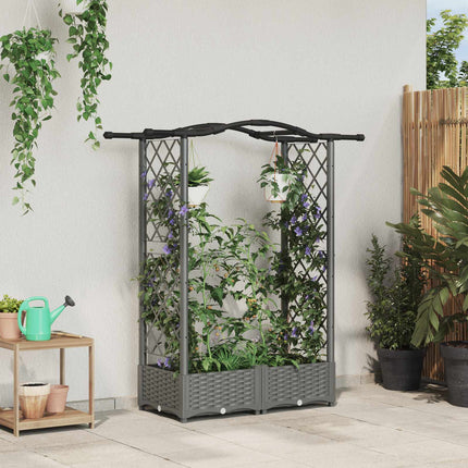 Verhoogd Bed Met Trellis En Dak 163 X 40 X 123 Cm Pp Lichtgrijs