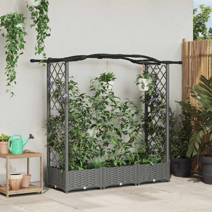 Verhoogd Bed Met Trellis En Dak 163 X 40 X 123 Cm Pp Lichtgrijs