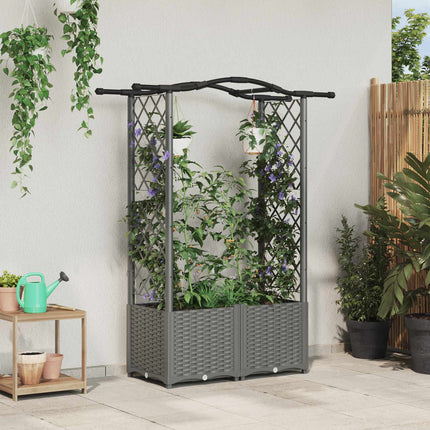 Verhoogd Bed Met Trellis En Dak 163 X 40 X 123 Cm Pp Lichtgrijs