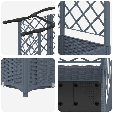 Verhoogd Bed Met Trellis En Dak 163 X 40 X 123 Cm Pp Lichtgrijs