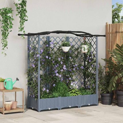 Verhoogd Bed Met Trellis En Dak 163 X 40 X 123 Cm Pp Lichtgrijs