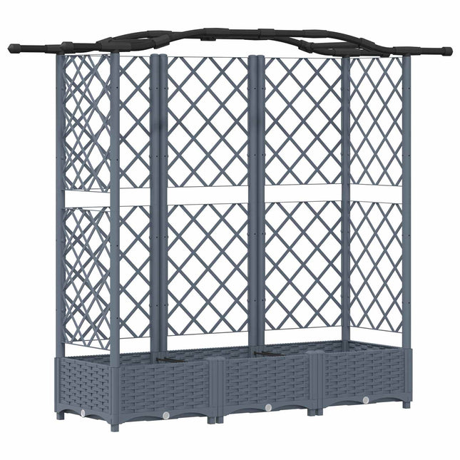 Verhoogd Bed Met Trellis En Dak 163 X 40 X 123 Cm Pp Lichtgrijs
