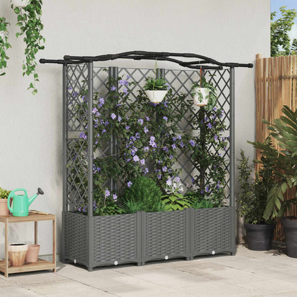 Verhoogd Bed Met Trellis En Dak 163 X 40 X 123 Cm Pp Lichtgrijs