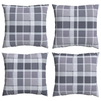 Buiten Kussen Geruit 4 Pcs Grijs Ruit Stof