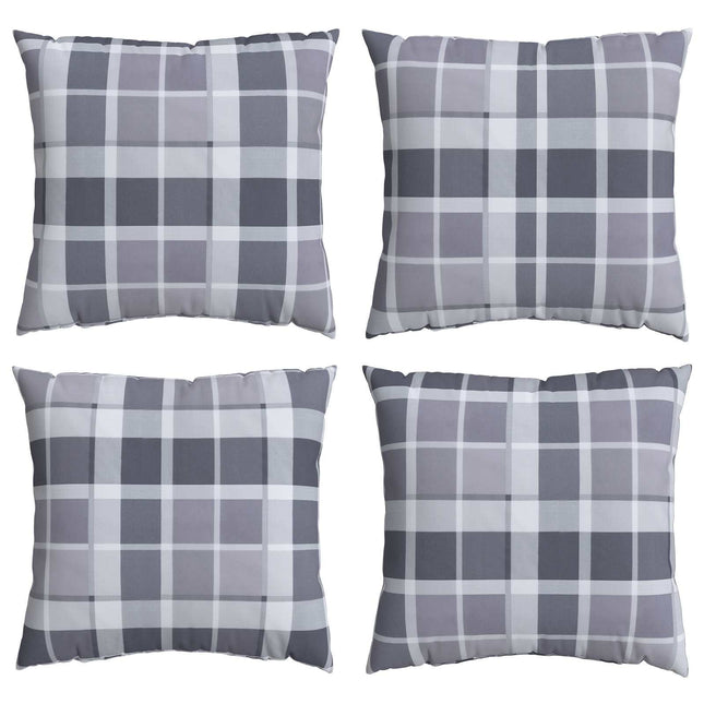 Buiten Kussen Geruit 4 Pcs Grijs Ruit Stof