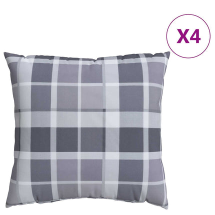 Buiten Kussen Geruit 4 Pcs Grijs Ruit Stof