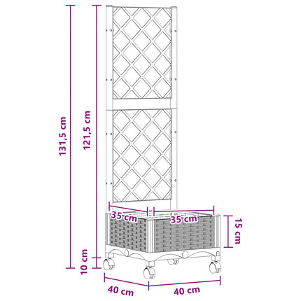 Tuinplantbak Met Schutting En Wielen 40 X 40 X 131,5 Cm