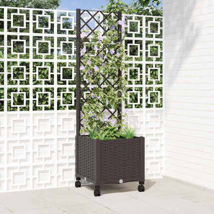 Tuinplantbak Met Schutting En Wielen 40 X 40 X 131,5 Cm