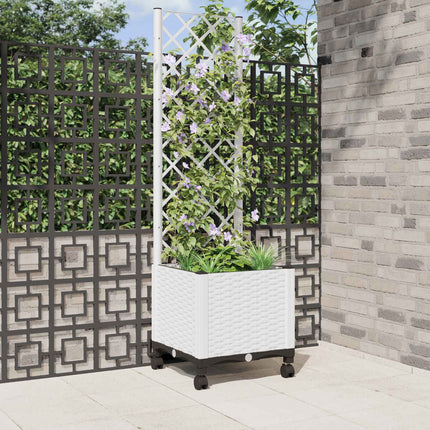 Tuinplantbak Met Schutting En Wielen 40 X 40 X 131,5 Cm