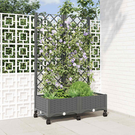 Tuinplantbak Met Schutting En Wielen 40 X 40 X 131,5 Cm