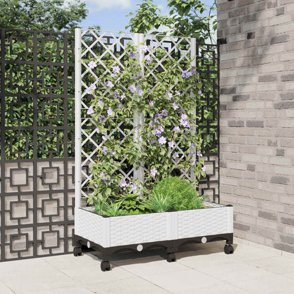 Tuinplantbak Met Schutting En Wielen 40 X 40 X 131,5 Cm