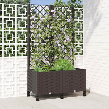 Tuinplantbak Met Schutting En Wielen 40 X 40 X 131,5 Cm