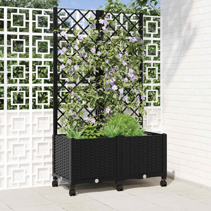 Tuinplantbak Met Schutting En Wielen 40 X 40 X 131,5 Cm