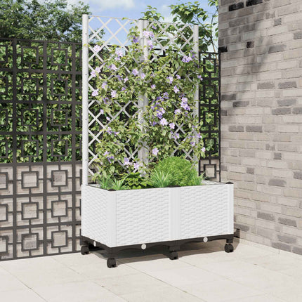 Tuinplantbak Met Schutting En Wielen 40 X 40 X 131,5 Cm