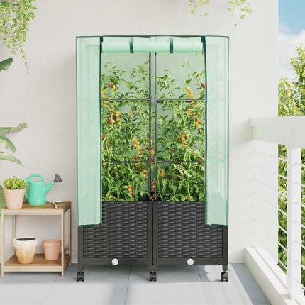 Tuinplantenbak Met Kasbedekking En Wielen Pp