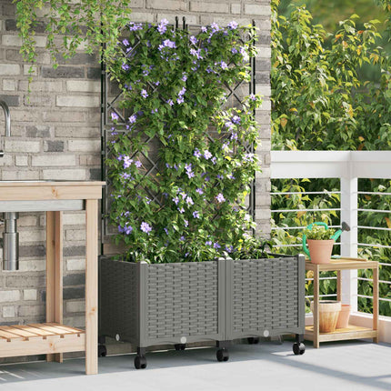 Tuinplantbak Met Schutting En Wielen 40 X 40 X 131,5 Cm