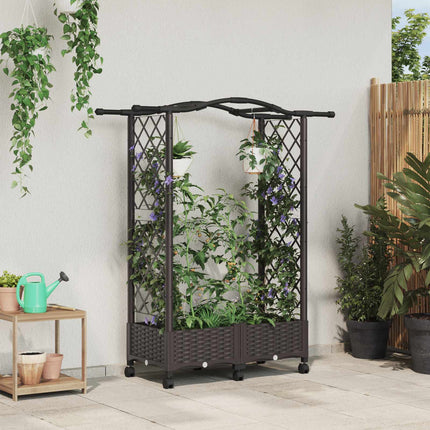Verhoogd Bed Met Trellis En Dak 124 X 40 X 123 Cm Pp Bruin