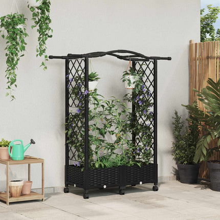 Verhoogd Bed Met Trellis En Dak 124 X 40 X 123 Cm Pp Zwart