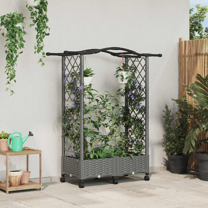 Verhoogd Bed Met Trellis En Dak 163 X 40 X 123 Cm Pp Lichtgrijs