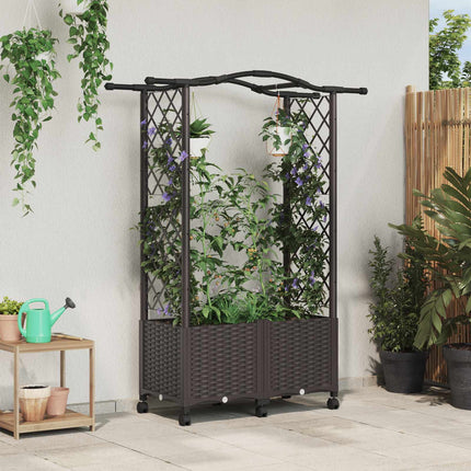 Verhoogd Bed Met Trellis En Dak 124 X 40 X 123 Cm Pp Bruin