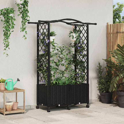 Verhoogd Bed Met Trellis En Dak 124 X 40 X 123 Cm Pp Zwart