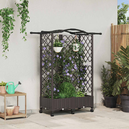Verhoogd Bed Met Trellis En Dak 124 X 40 X 123 Cm Pp Bruin