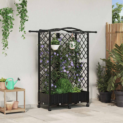 Verhoogd Bed Met Trellis En Dak 124 X 40 X 123 Cm Pp Zwart