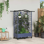 124 x 40 x 136 cm / met een gebogen dak (3 zijkanten trellis) op wielen