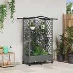 124 x 40 x 136 cm / met een gebogen dak (3 zijkanten trellis) op wielen