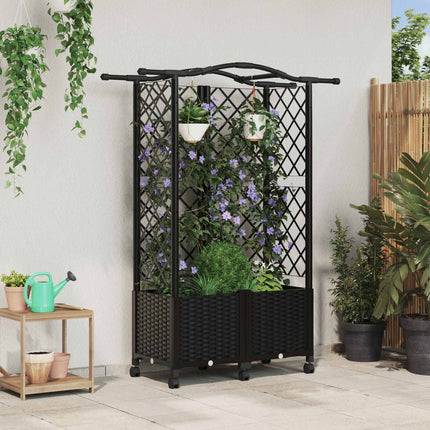 Verhoogd Bed Met Trellis En Dak 124 X 40 X 123 Cm Pp Zwart