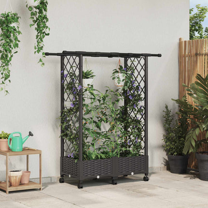 Verhoogd Bed Met Trellis En Dak 124 X 40 X 123 Cm Pp Bruin