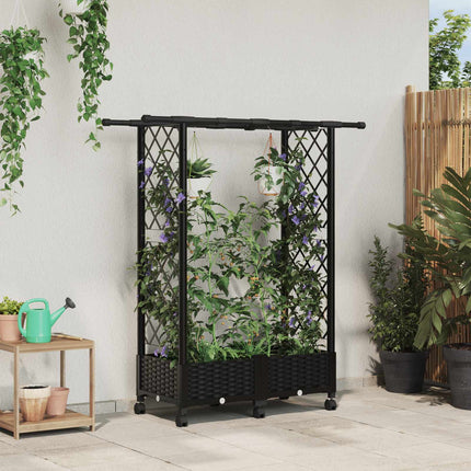 Verhoogd Bed Met Trellis En Dak 124 X 40 X 123 Cm Pp Zwart