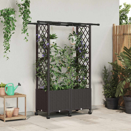 Verhoogd Bed Met Trellis En Dak 124 X 40 X 123 Cm Pp Bruin