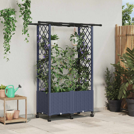 Verhoogd Bed Met Trellis En Dak 124 X 40 X 123 Cm Pp Grijs