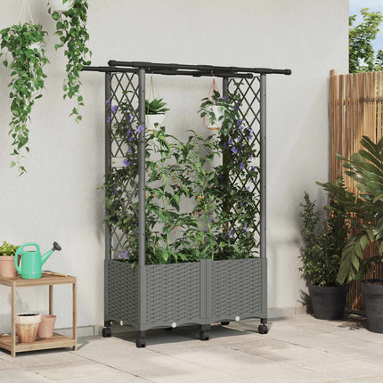 Verhoogd Bed Met Trellis En Dak 163 X 40 X 123 Cm Pp Lichtgrijs