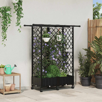 Verhoogd Bed Met Trellis En Dak 124 X 40 X 123 Cm Pp Zwart