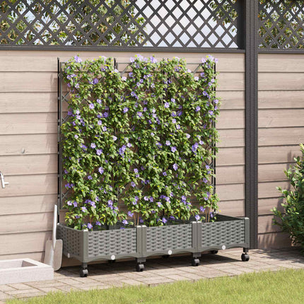 Tuinplantbak Met Schutting En Wielen 40 X 40 X 131,5 Cm