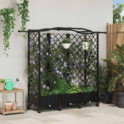 Verhoogd Bed Met Trellis En Dak 124 X 40 X 123 Cm Pp Zwart