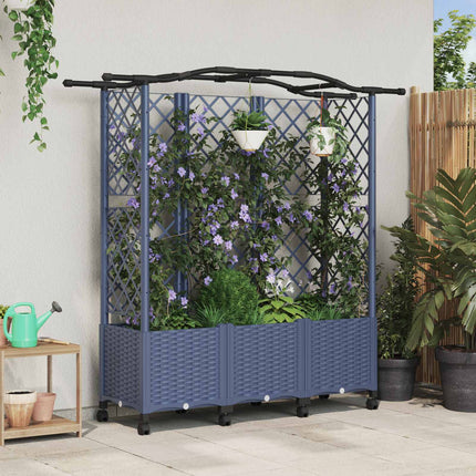 Verhoogd Bed Met Trellis En Dak 124 X 40 X 123 Cm Pp Grijs