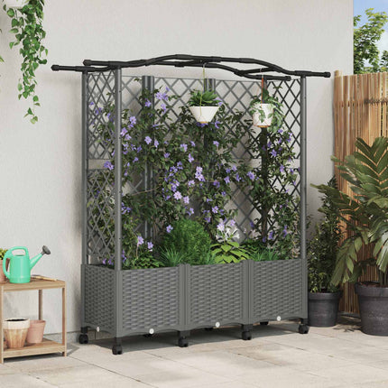 Verhoogd Bed Met Trellis En Dak 163 X 40 X 123 Cm Pp Lichtgrijs