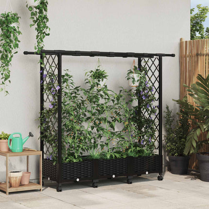 Verhoogd Bed Met Trellis En Dak 124 X 40 X 123 Cm Pp Zwart