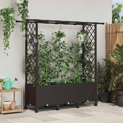 Verhoogd Bed Met Trellis En Dak 124 X 40 X 123 Cm Pp Bruin