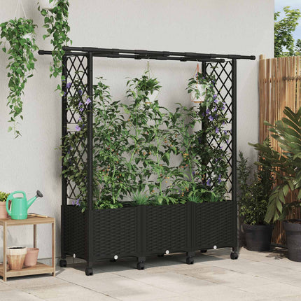Verhoogd Bed Met Trellis En Dak 124 X 40 X 123 Cm Pp Zwart